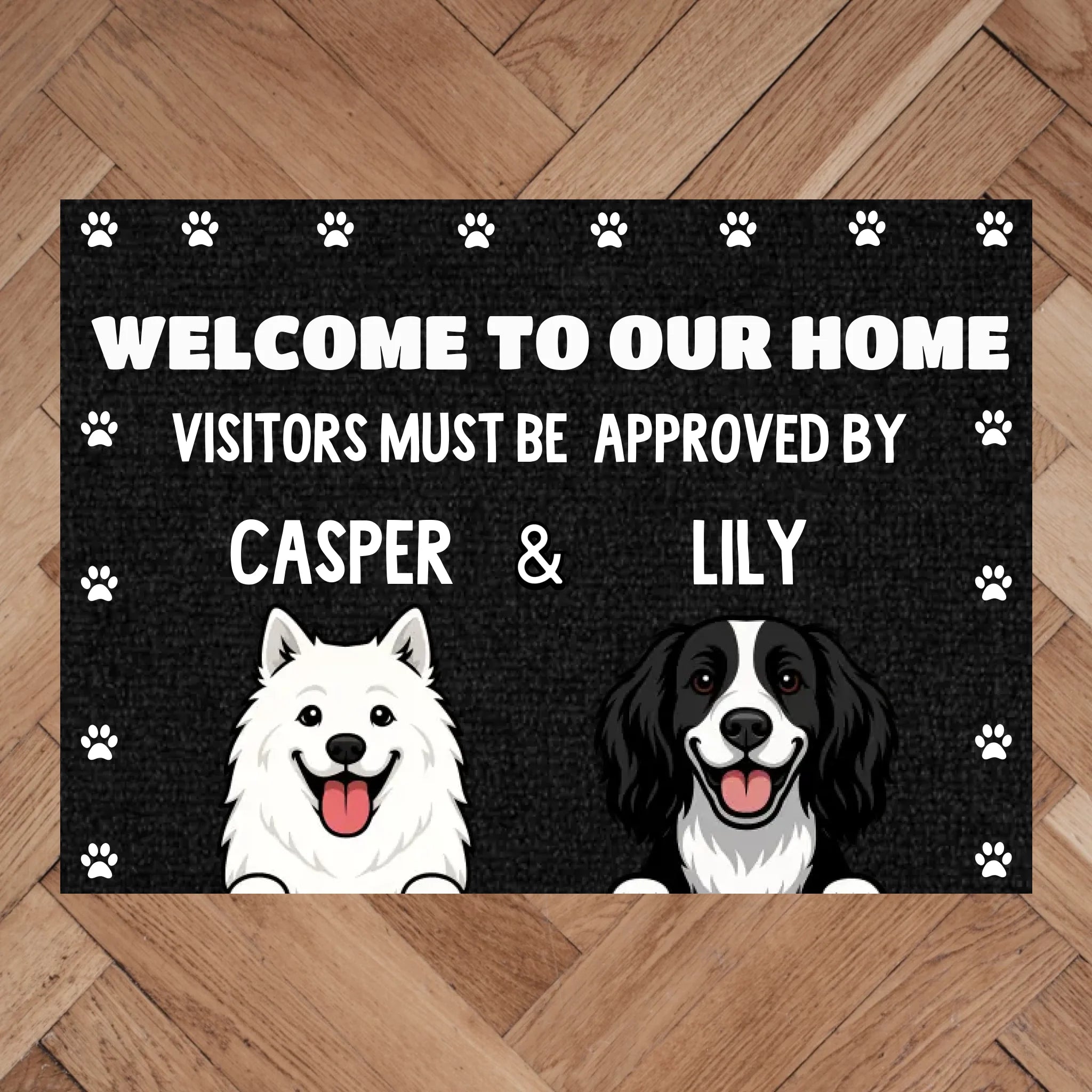 Welcome To Our Home - Personalised Dogs Welcome Mat