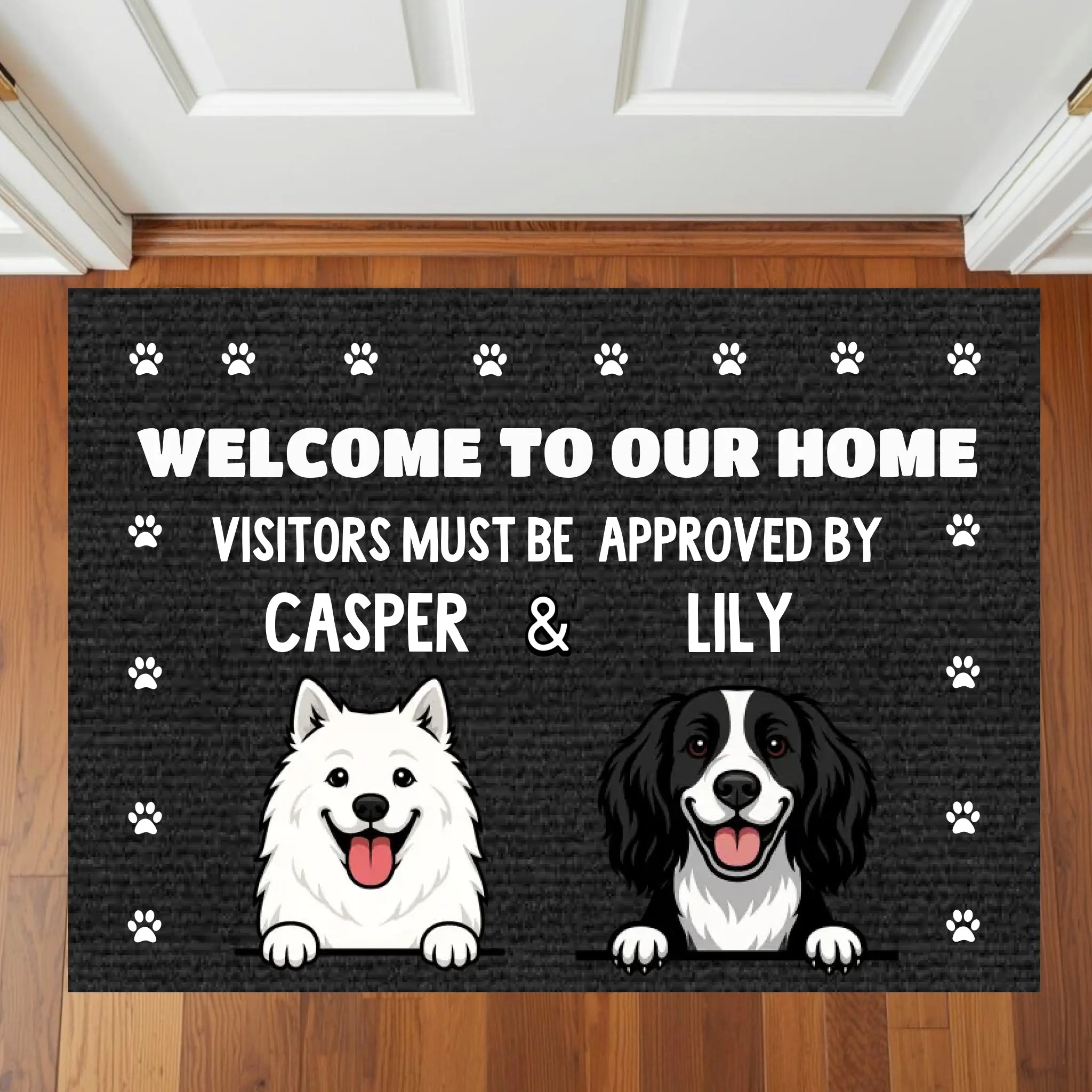 Welcome To Our Home - Personalised Dogs Welcome Mat
